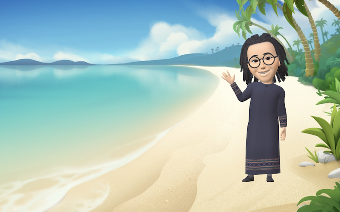 Cartoon Rev. Alex at the beach