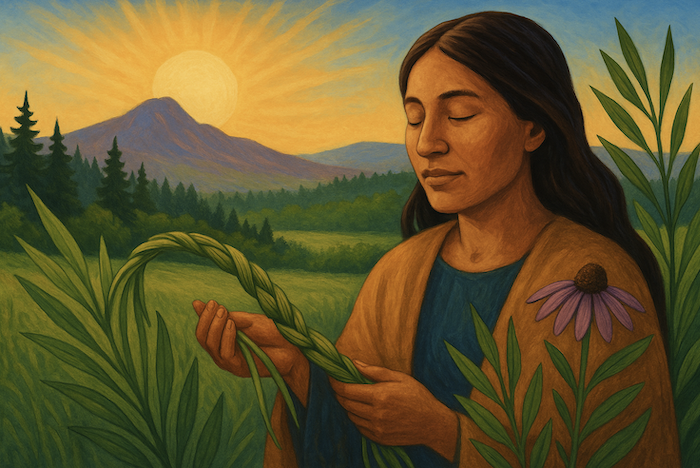 Woman holding a plant