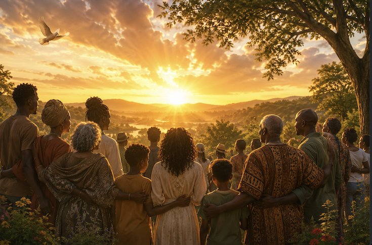 People looking at the sunrise