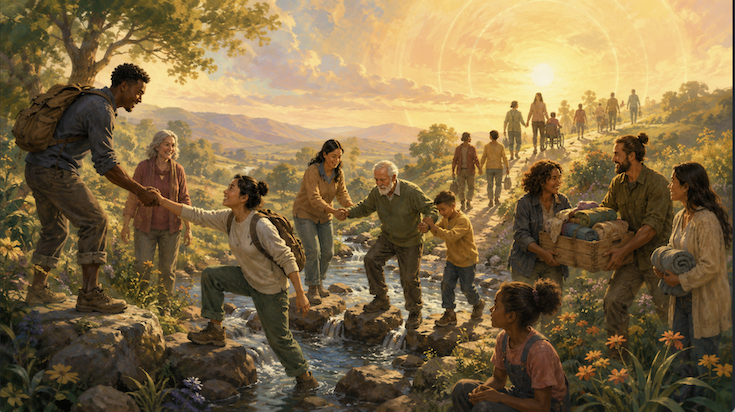 People helping each other