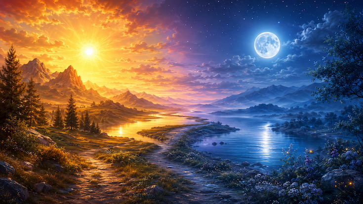 Sun and Moon landscape